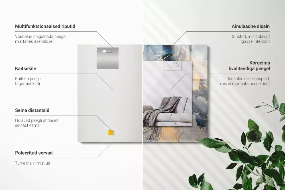 Rechthoekige spiegel met decoratie Abstracte blauwe kunst