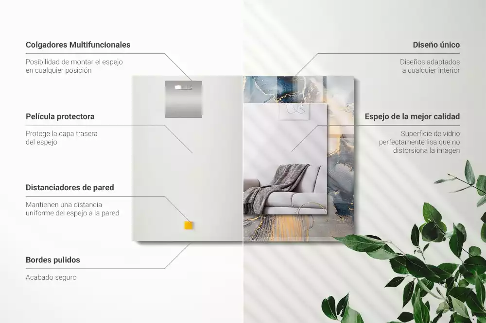 Rechthoekige spiegel met decoratie Abstracte blauwe kunst