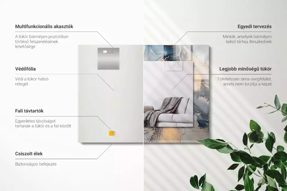 Rechthoekige spiegel met decoratie Abstracte blauwe kunst