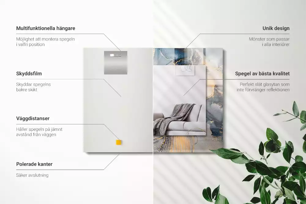 Rechthoekige spiegel met decoratie Abstracte blauwe kunst