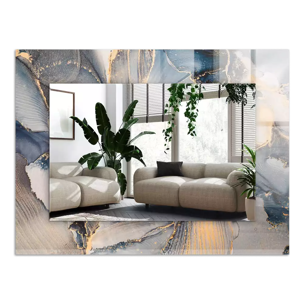 Rechthoekige spiegel met decoratie Abstracte blauwe kunst