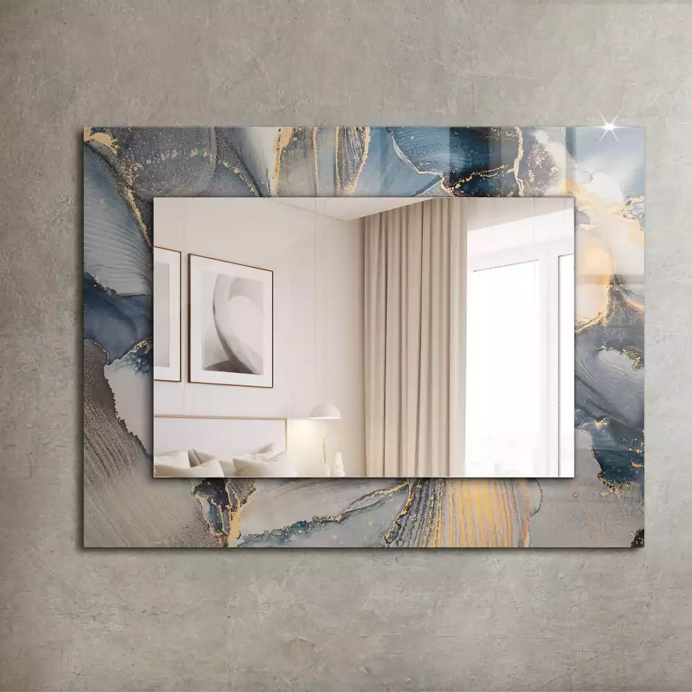Rechthoekige spiegel met decoratie Abstracte blauwe kunst
