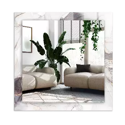 Rechthoekige spiegel lijst met print Abstracte kunst marmer