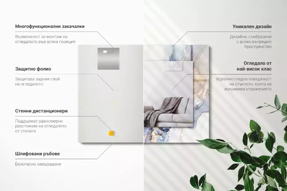 Bedrukte rechthoekige spiegel Abstracte kunst marmer