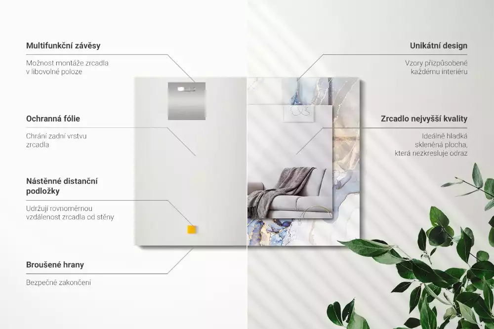 Bedrukte rechthoekige spiegel Abstracte kunst marmer