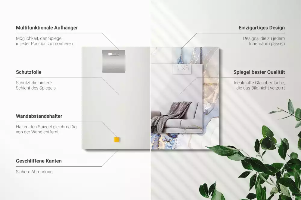 Bedrukte rechthoekige spiegel Abstracte kunst marmer