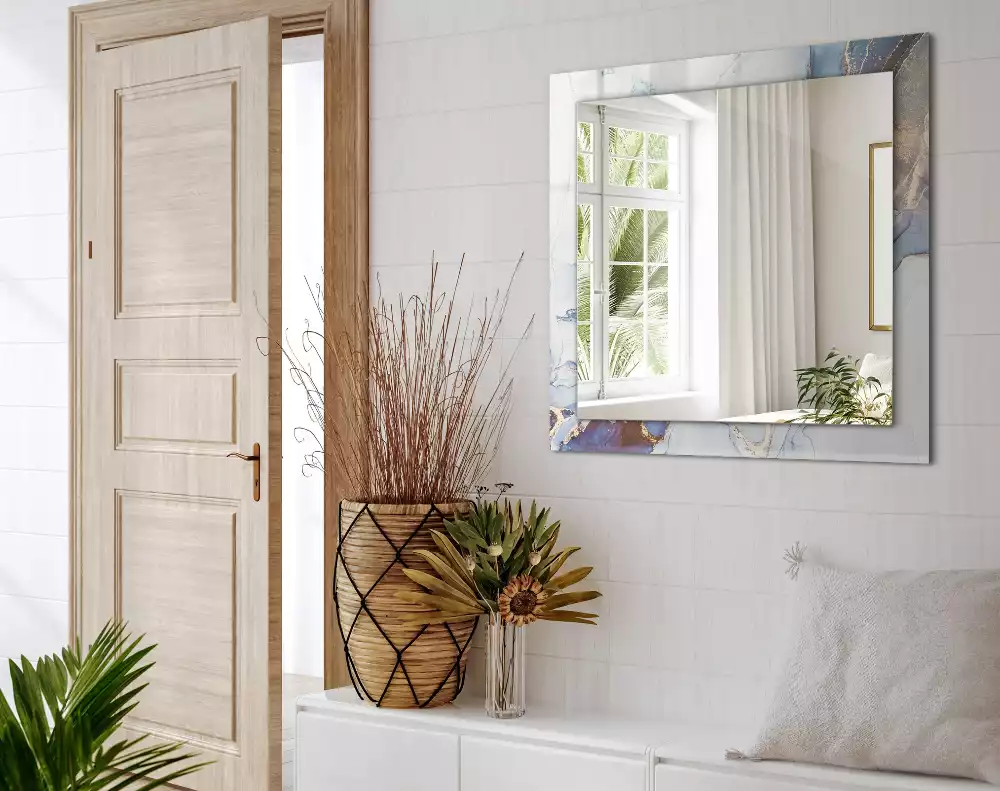 Bedrukte rechthoekige spiegel Abstracte kunst marmer