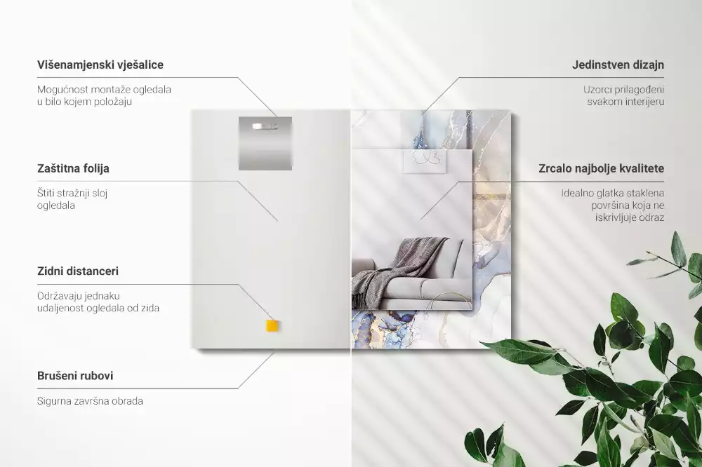 Bedrukte rechthoekige spiegel Abstracte kunst marmer