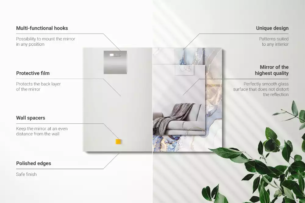 Bedrukte rechthoekige spiegel Abstracte kunst marmer