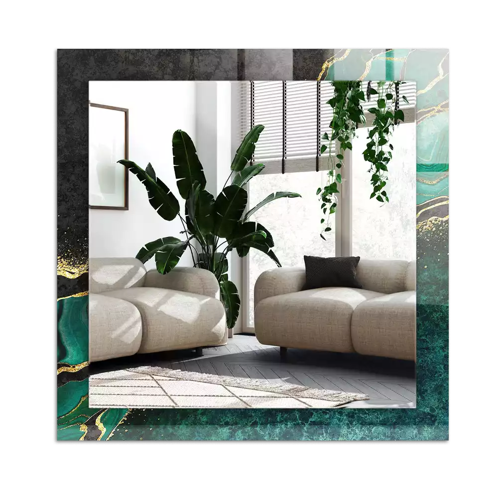 Rechthoekige spiegel met decoratie Groene abstracte patronen
