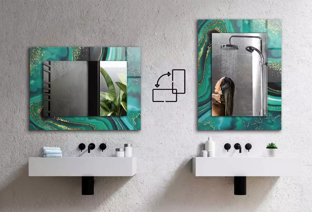 Rechthoekige spiegel met decoratie Groene abstracte patronen