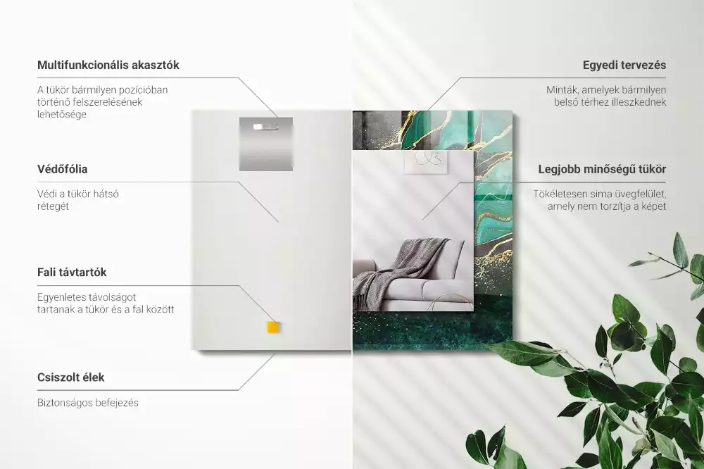 Rechthoekige spiegel met decoratie Groene abstracte patronen