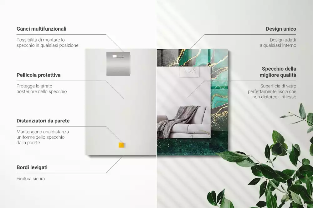 Rechthoekige spiegel met decoratie Groene abstracte patronen