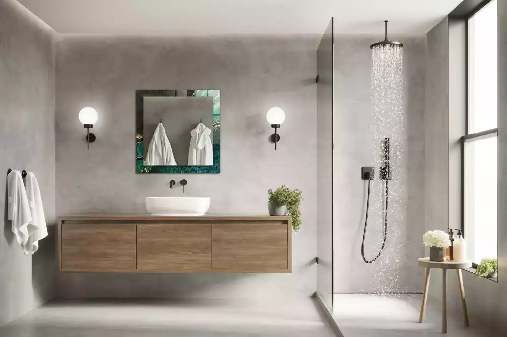 Rechthoekige spiegel met decoratie Groene abstracte patronen