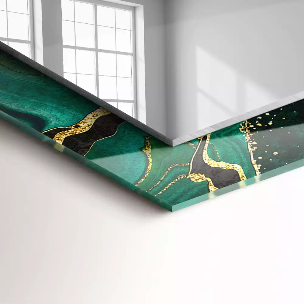 Rechthoekige spiegel met decoratie Groene abstracte patronen