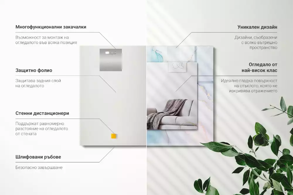 Rechthoekige spiegel lijst met print Abstracte aquarel