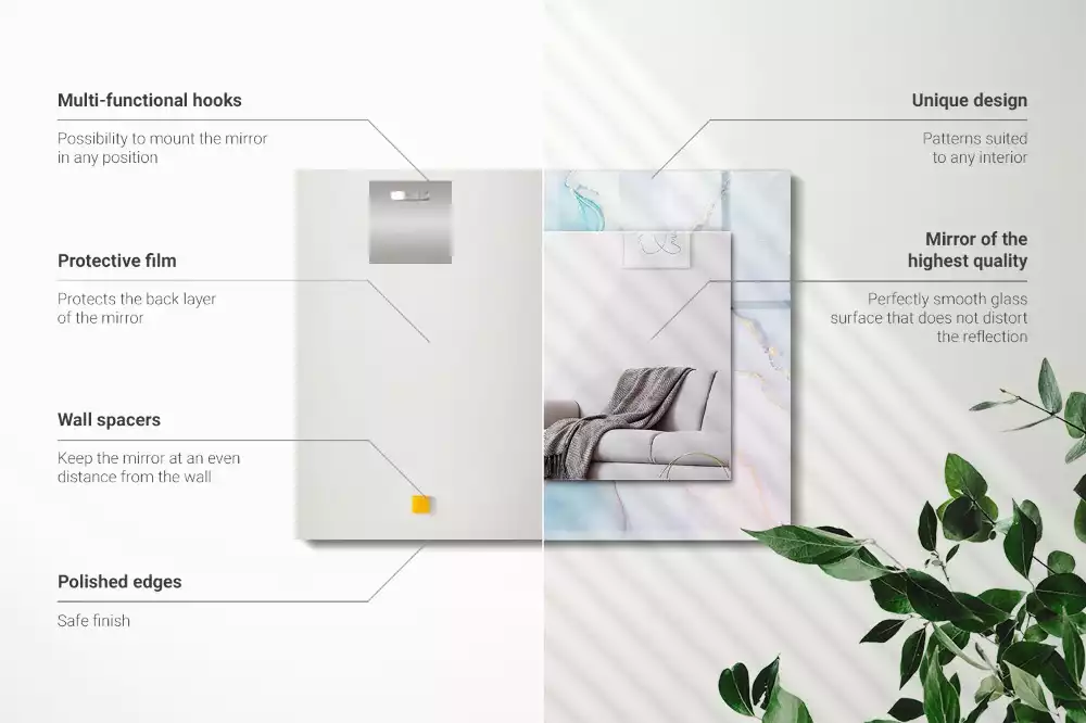 Rechthoekige spiegel lijst met print Abstracte aquarel