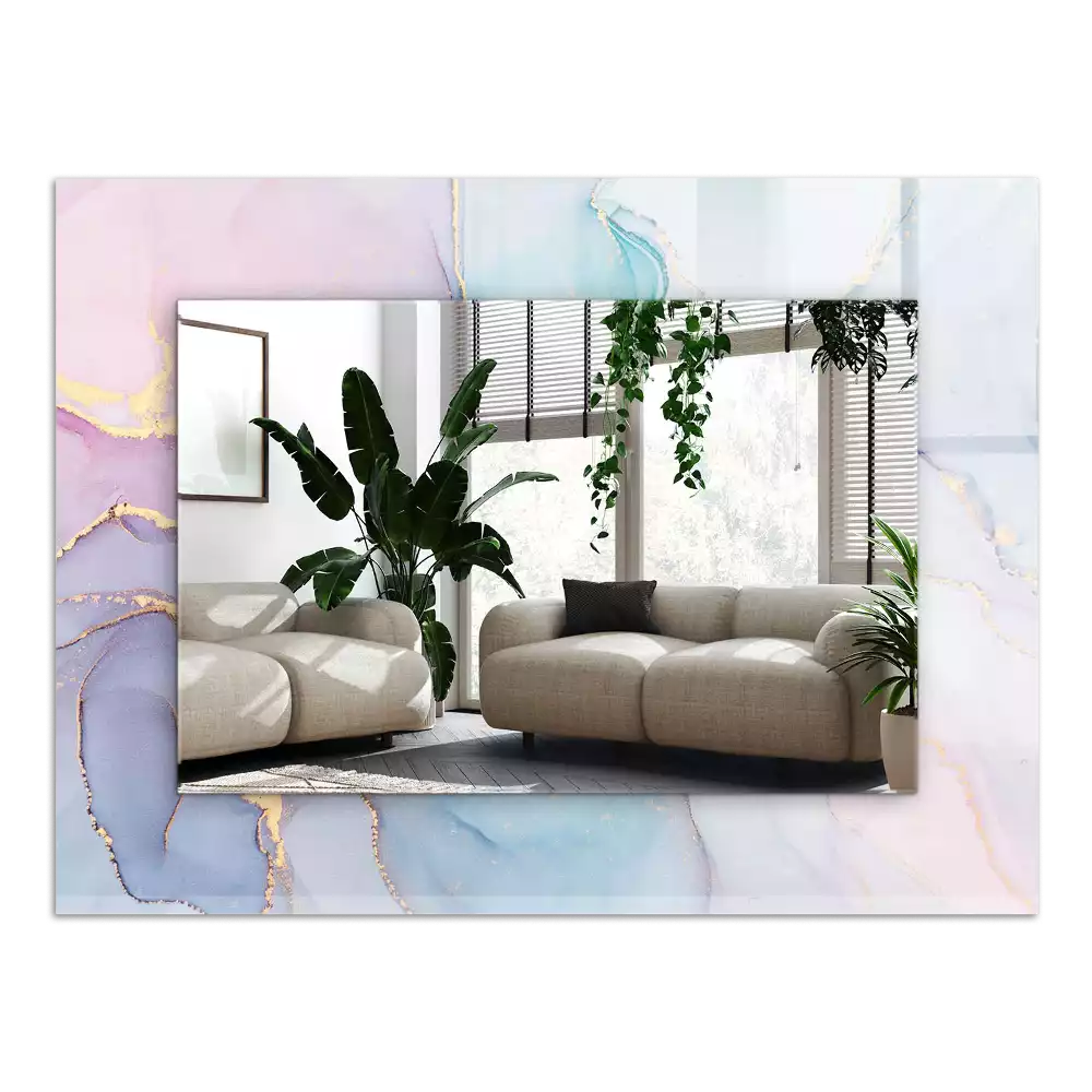 Rechthoekige spiegel lijst met print Abstracte aquarel