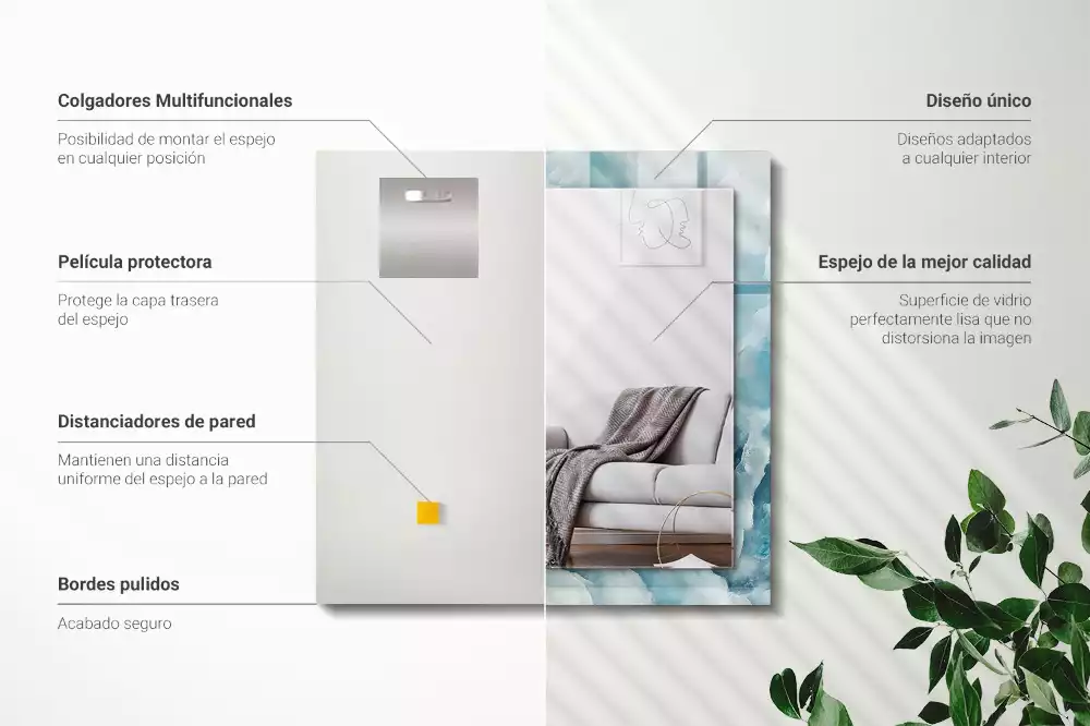 Bedrukte rechthoekige spiegel Blauwe marmertextuur