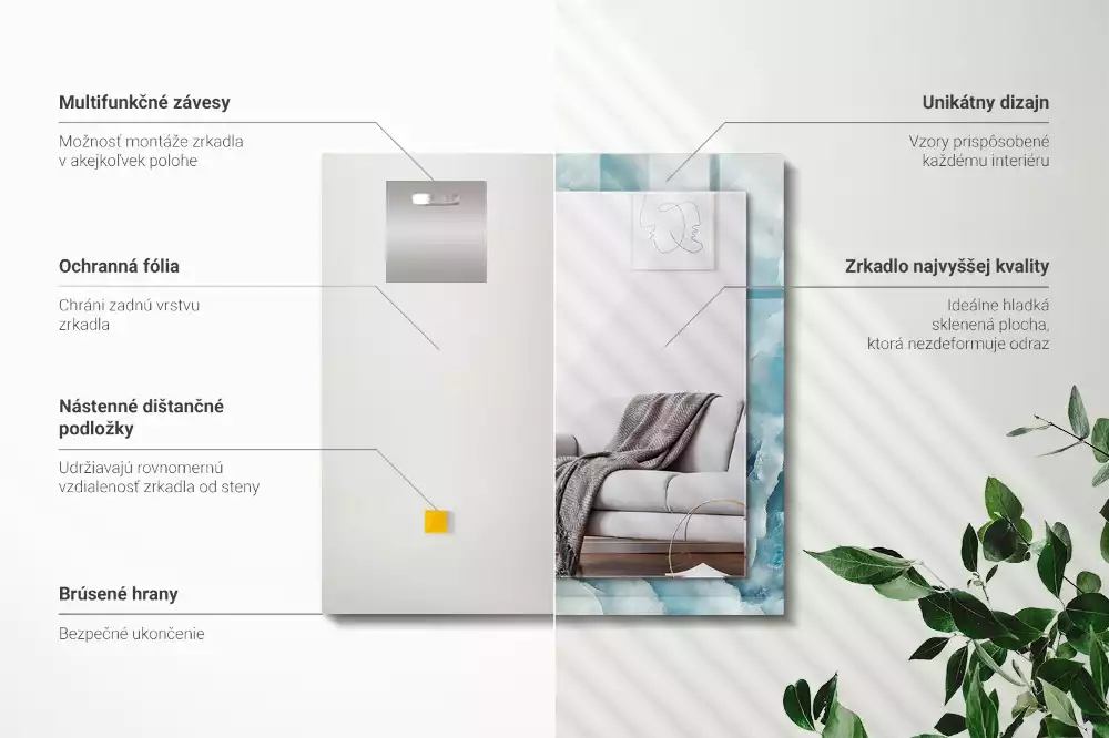 Bedrukte rechthoekige spiegel Blauwe marmertextuur