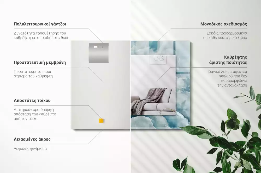 Bedrukte rechthoekige spiegel Blauwe marmertextuur