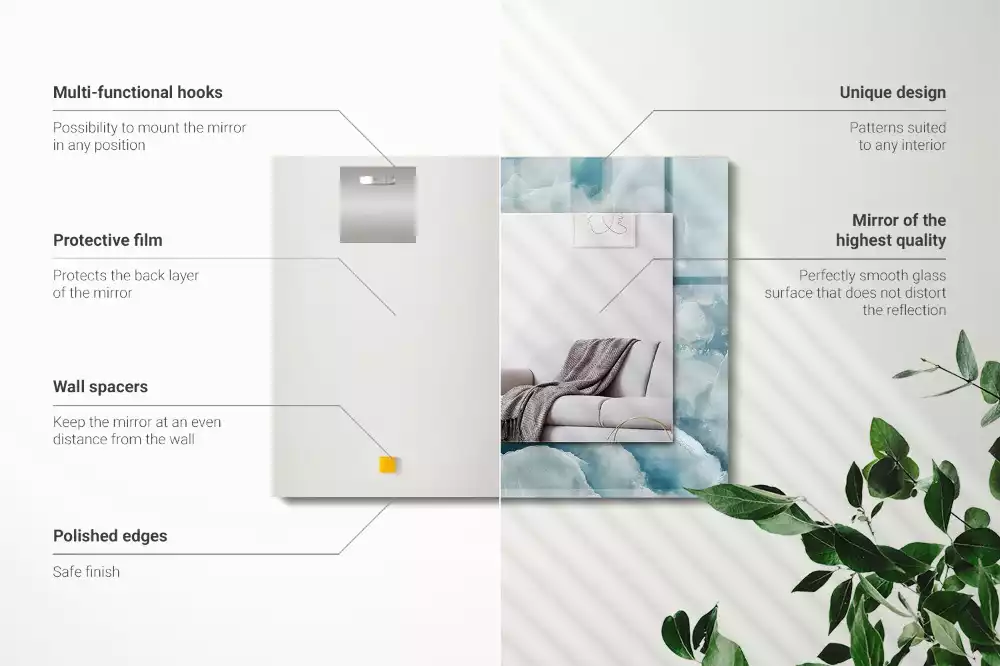 Bedrukte rechthoekige spiegel Blauwe marmertextuur