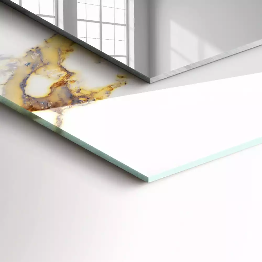 Rechthoekige spiegel met bedrukte lijst Geaderd marmer