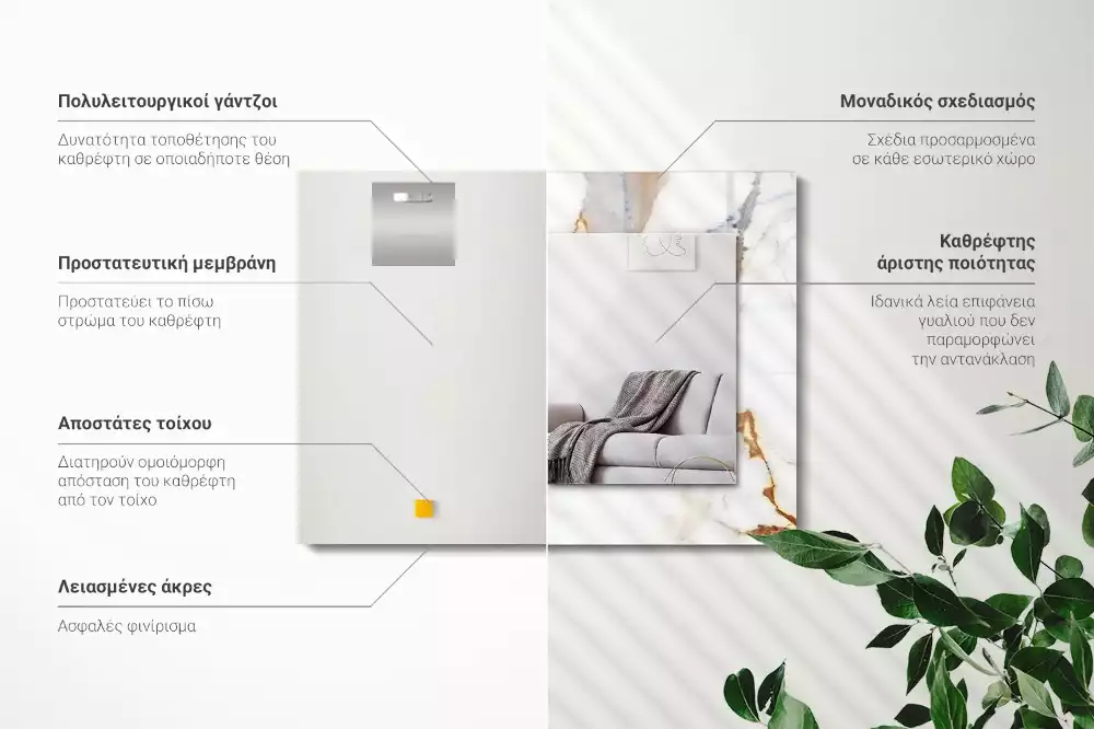 Rechthoekige spiegel met bedrukte lijst Geaderd marmer