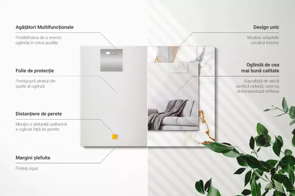 Rechthoekige spiegel met bedrukte lijst Geaderd marmer