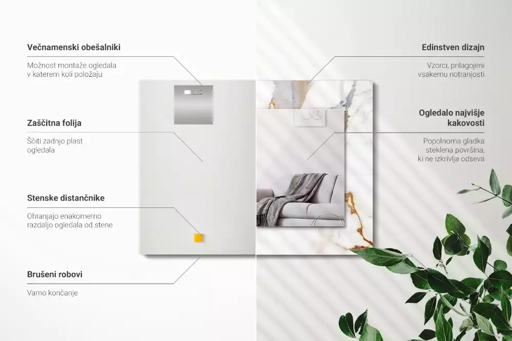 Rechthoekige spiegel met bedrukte lijst Geaderd marmer