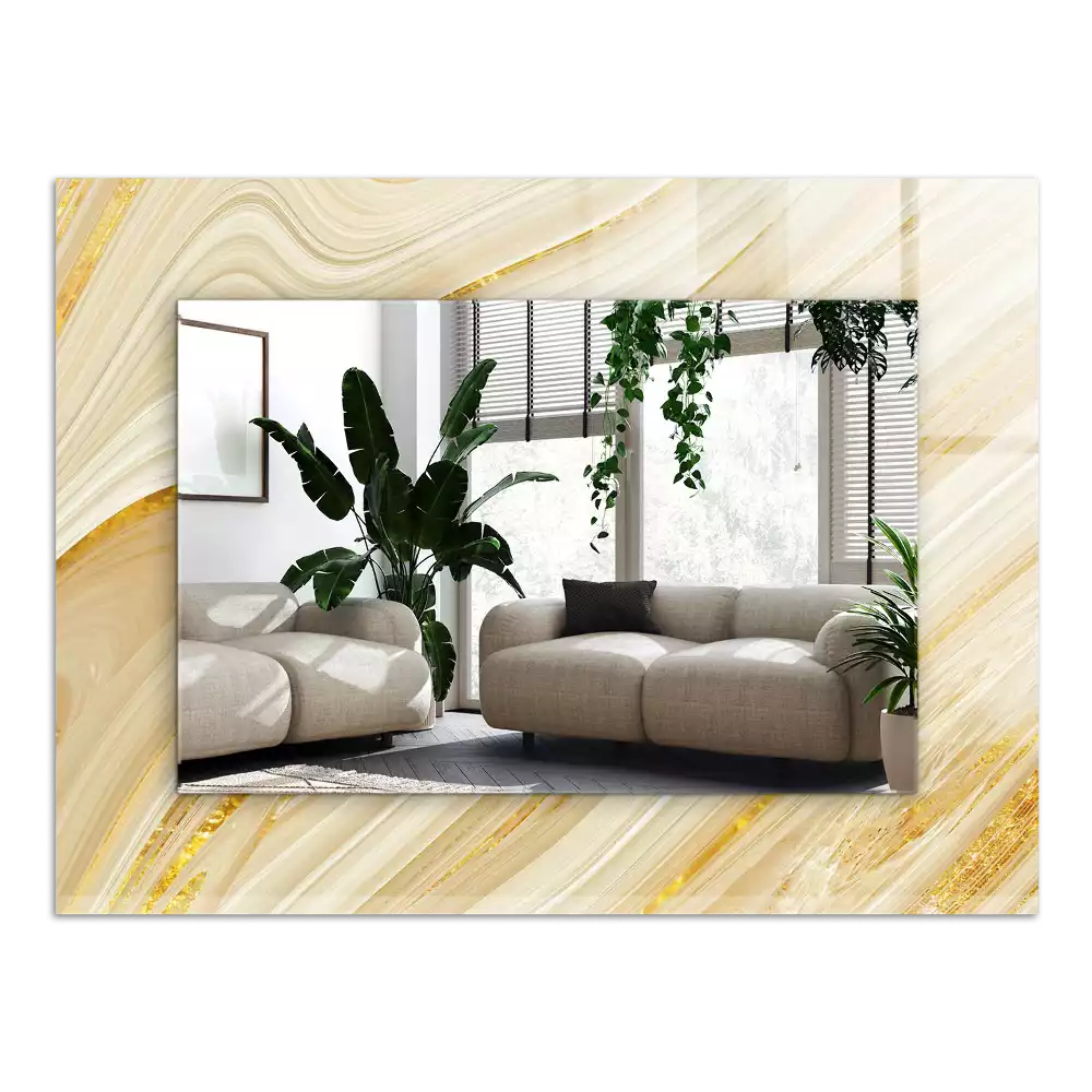 Rechthoekige spiegel met decoratie Gele abstracte lijnen