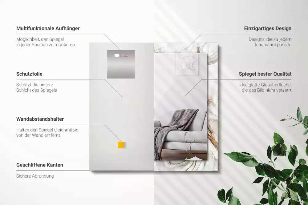 Rechthoekige spiegel lijst met print Abstract marmerpatroon