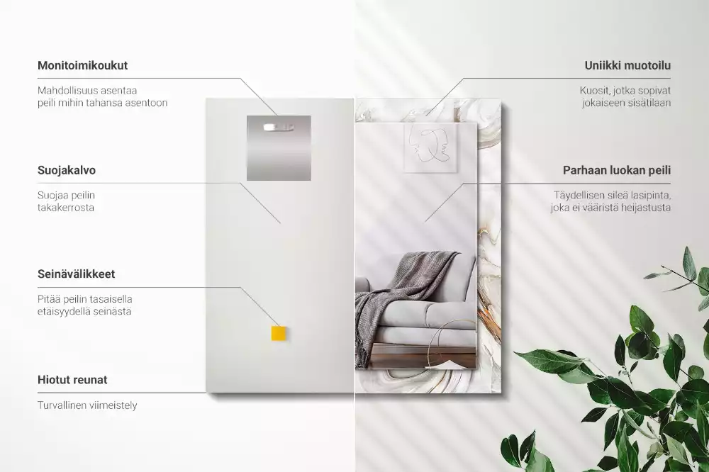 Rechthoekige spiegel lijst met print Abstract marmerpatroon