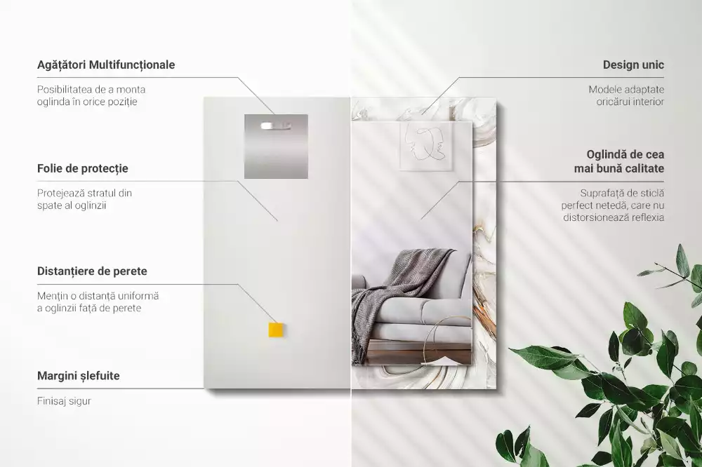 Rechthoekige spiegel lijst met print Abstract marmerpatroon