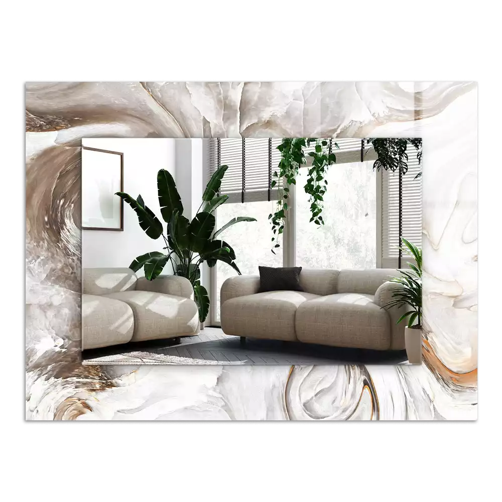 Rechthoekige spiegel lijst met print Abstract marmerpatroon