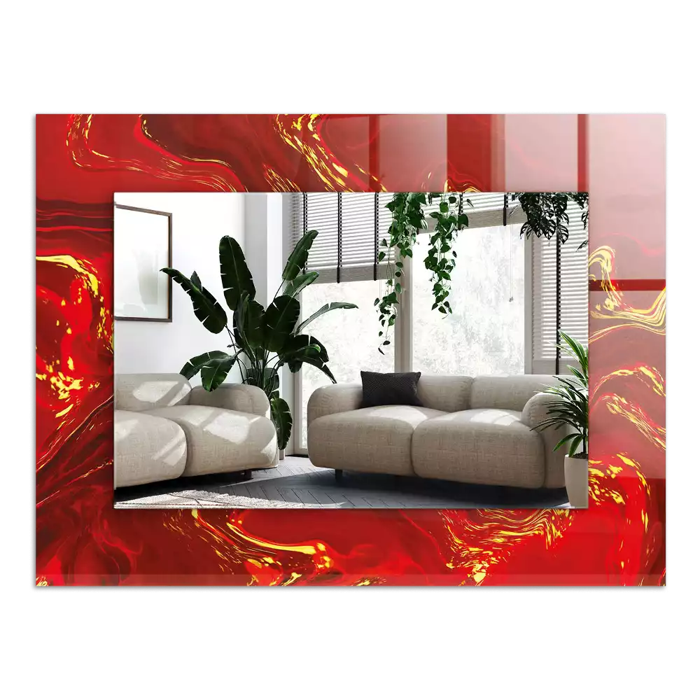 Bedrukte rechthoekige spiegel Abstracte rode verf