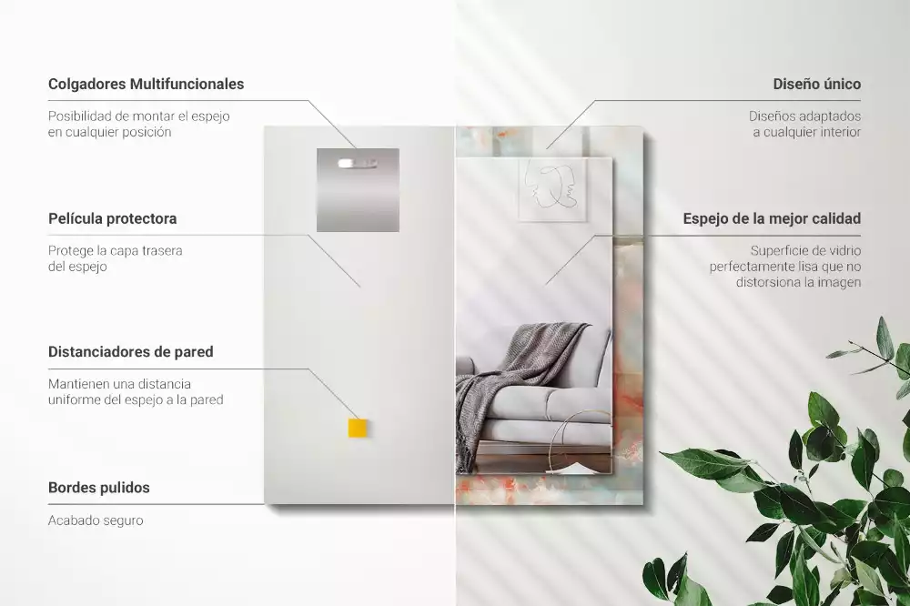 Rechthoekige spiegel met bedrukte lijst Abstracte kleurrijke textuur