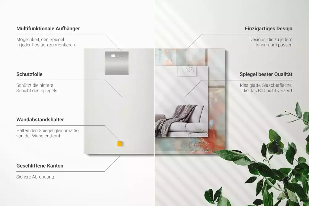 Rechthoekige spiegel met bedrukte lijst Abstracte kleurrijke textuur