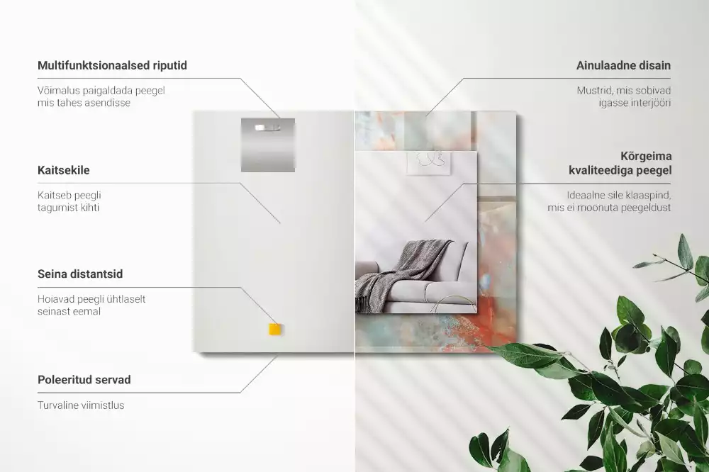 Rechthoekige spiegel met bedrukte lijst Abstracte kleurrijke textuur