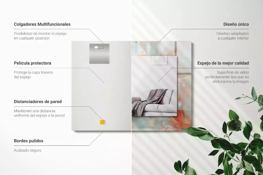 Rechthoekige spiegel met bedrukte lijst Abstracte kleurrijke textuur