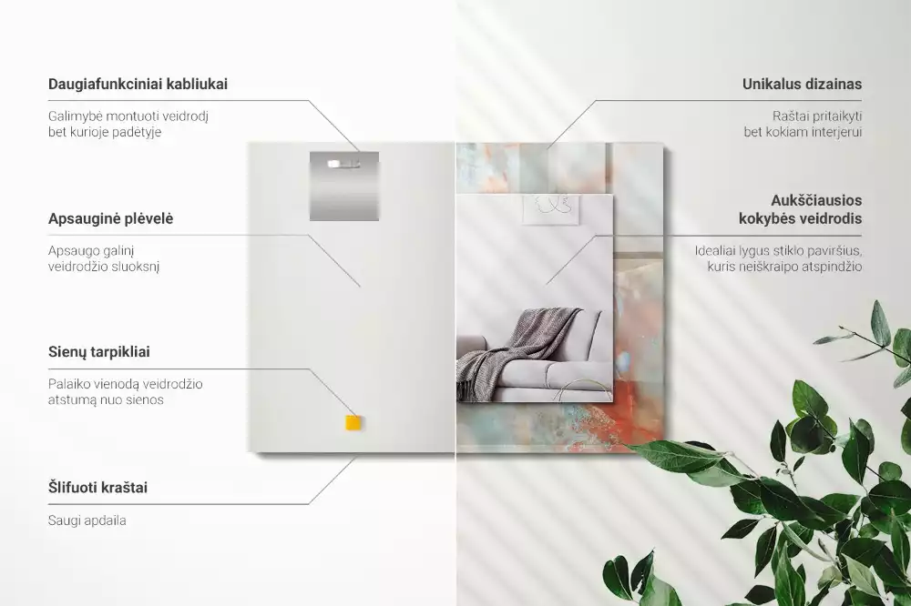 Rechthoekige spiegel met bedrukte lijst Abstracte kleurrijke textuur