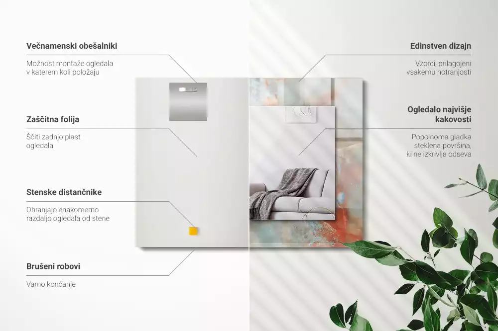 Rechthoekige spiegel met bedrukte lijst Abstracte kleurrijke textuur