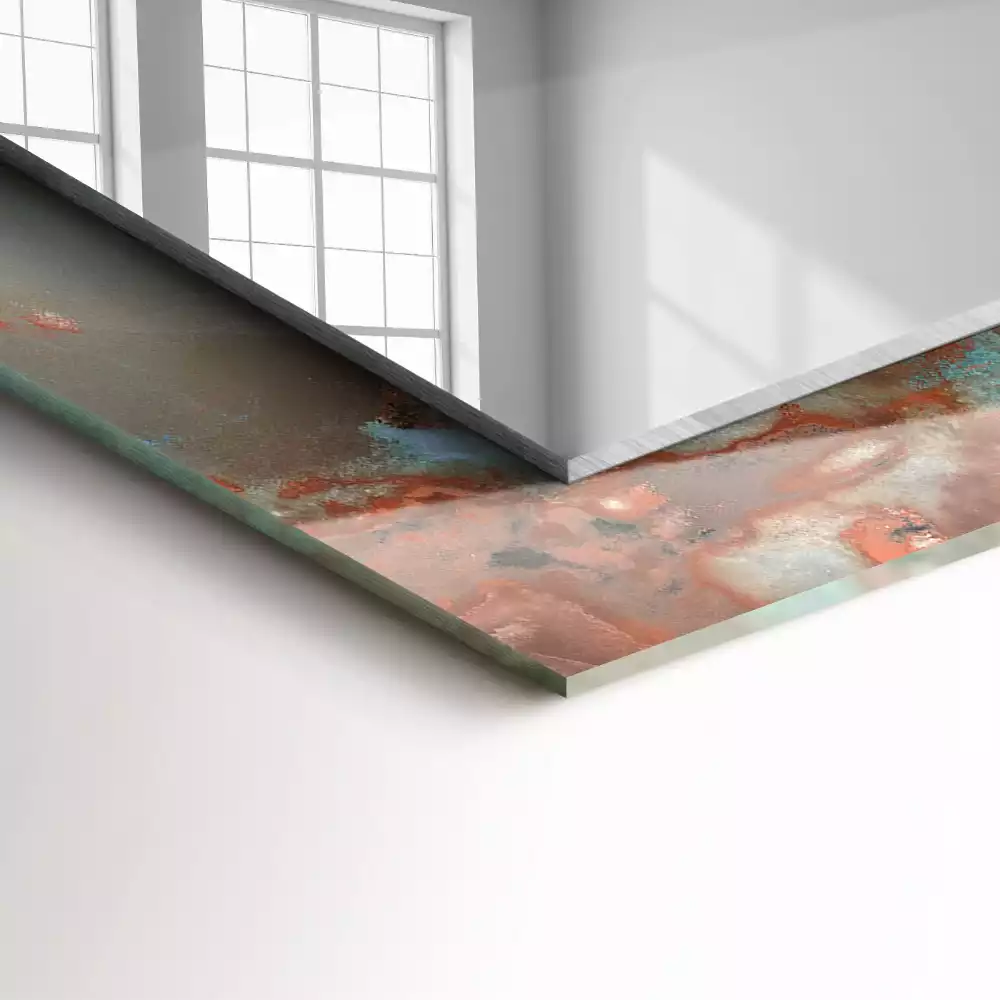 Rechthoekige spiegel met bedrukte lijst Abstracte kleurrijke textuur