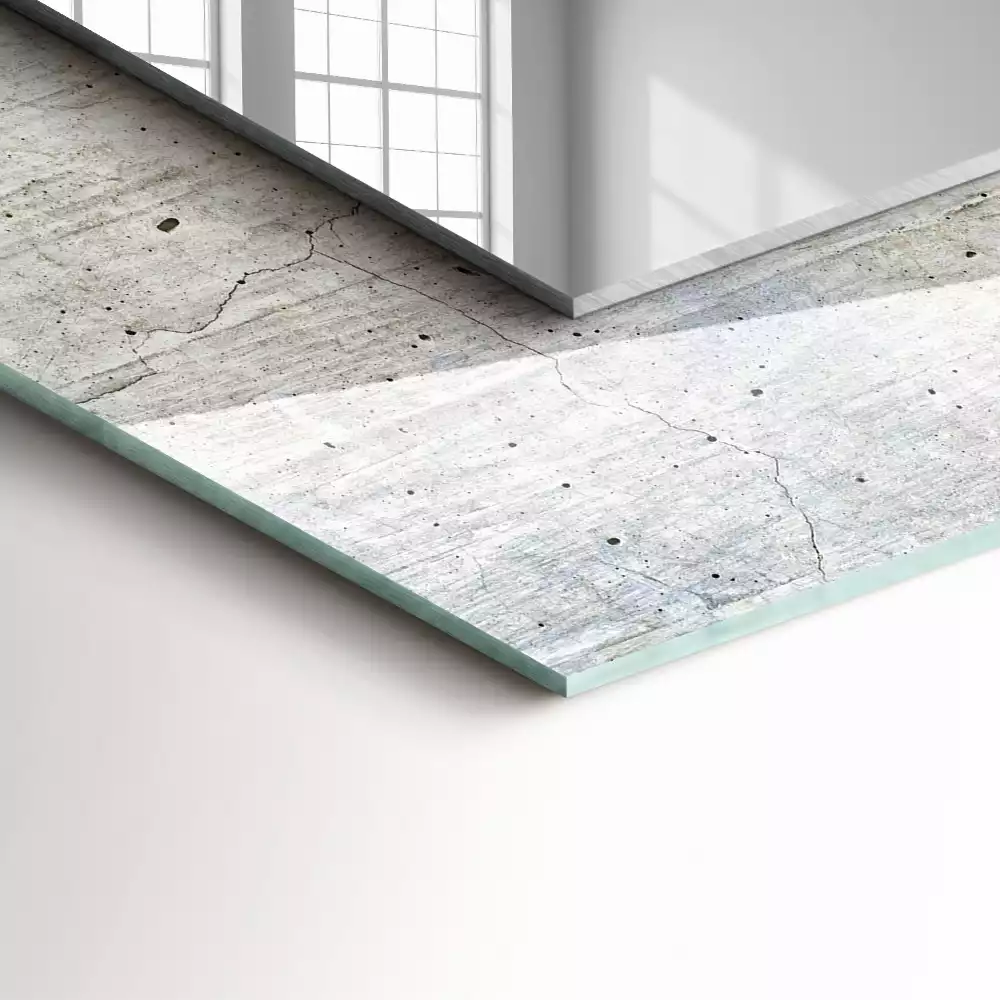 Rechthoekige spiegel met decoratie Gebarsten betonnen muur