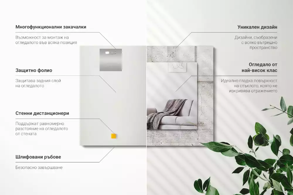 Rechthoekige spiegel met decoratie Gebarsten betonnen muur