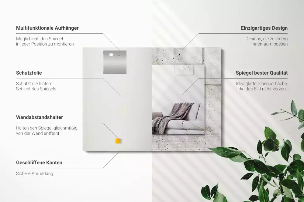 Rechthoekige spiegel met decoratie Gebarsten betonnen muur