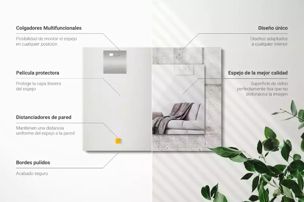 Rechthoekige spiegel met decoratie Gebarsten betonnen muur