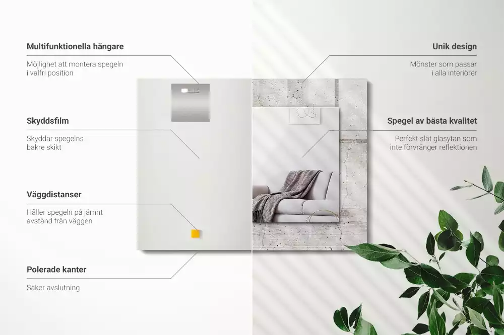 Rechthoekige spiegel met decoratie Gebarsten betonnen muur