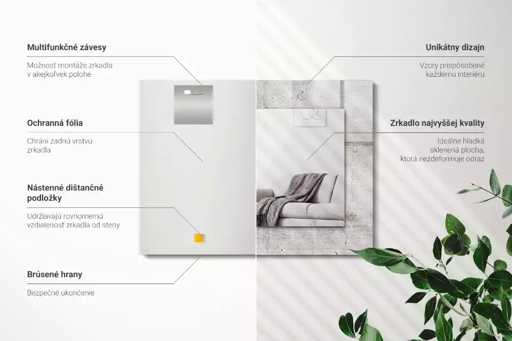 Rechthoekige spiegel met decoratie Gebarsten betonnen muur