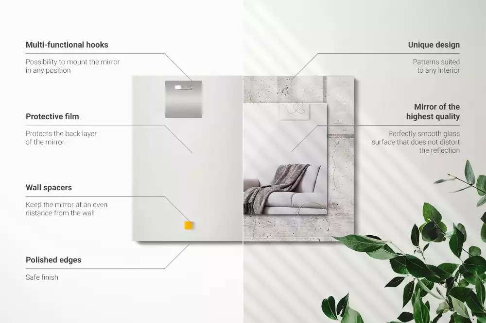 Rechthoekige spiegel met decoratie Gebarsten betonnen muur